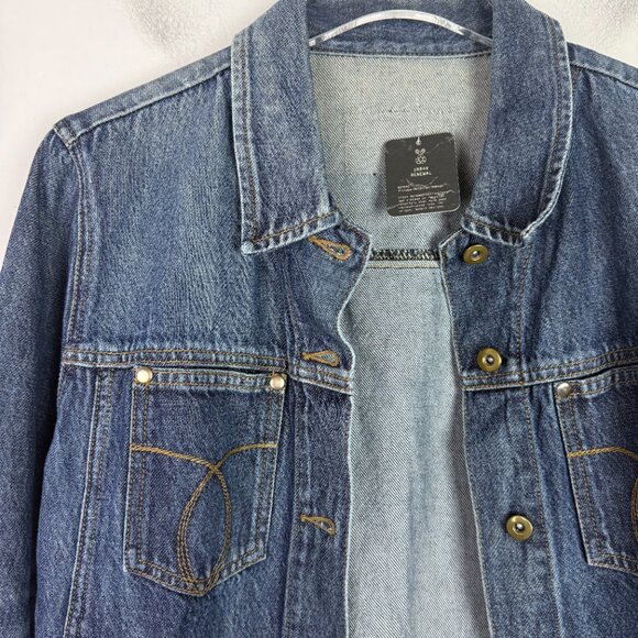 NWT Urban Outfitters Urban Renewal Remade Coin Trim Denim Jacket Medium/Large - Picture 2 of 12